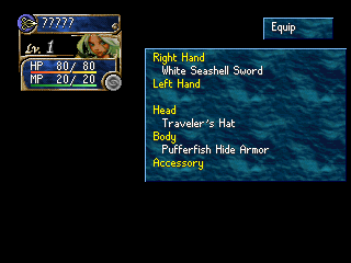 Equip screen
